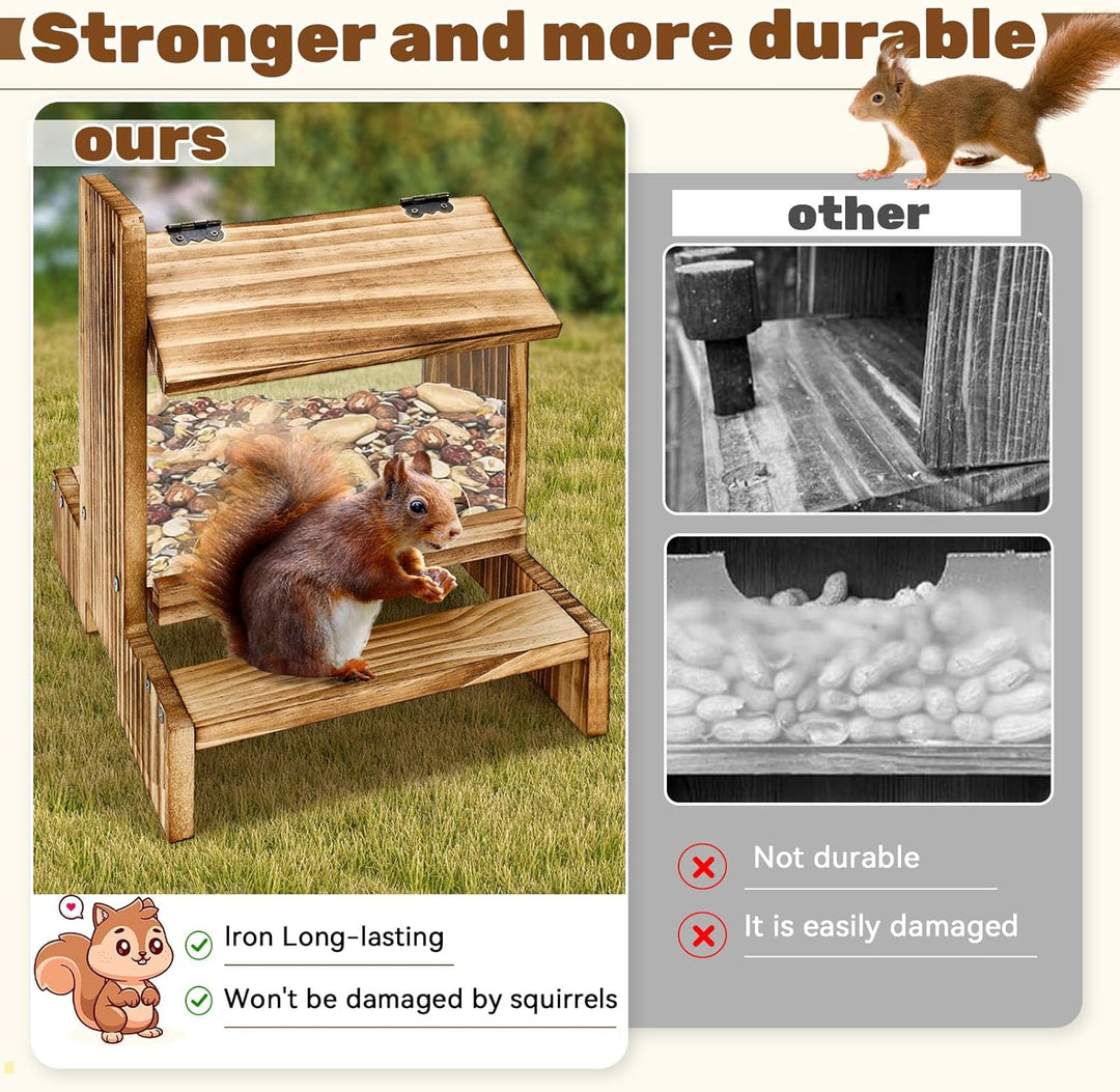 Holz-Eichhörnchen-Futterstelle für draussen - Futterhaus für Eichhörnchen und Streifenhörnchen Chipm