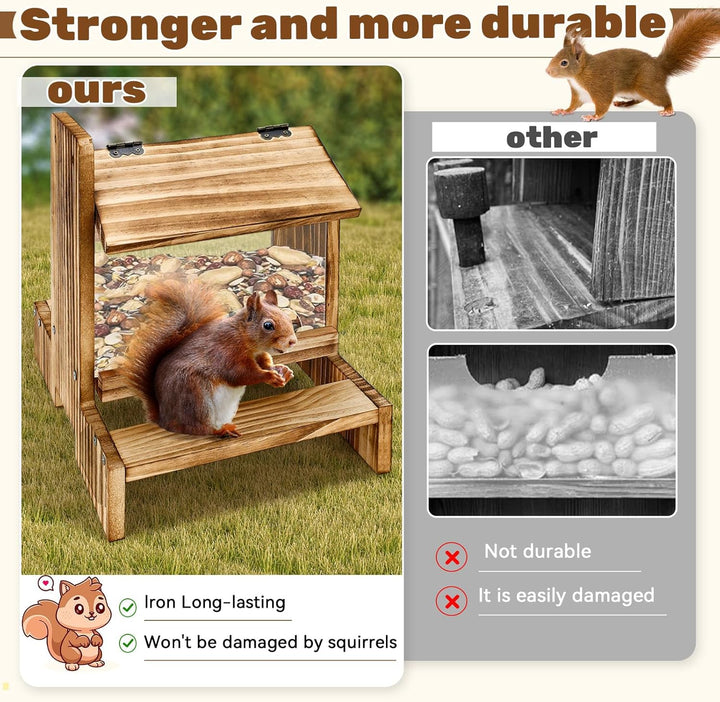 Holz-Eichhörnchen-Futterstelle für draussen - Futterhaus für Eichhörnchen und Streifenhörnchen Chipm