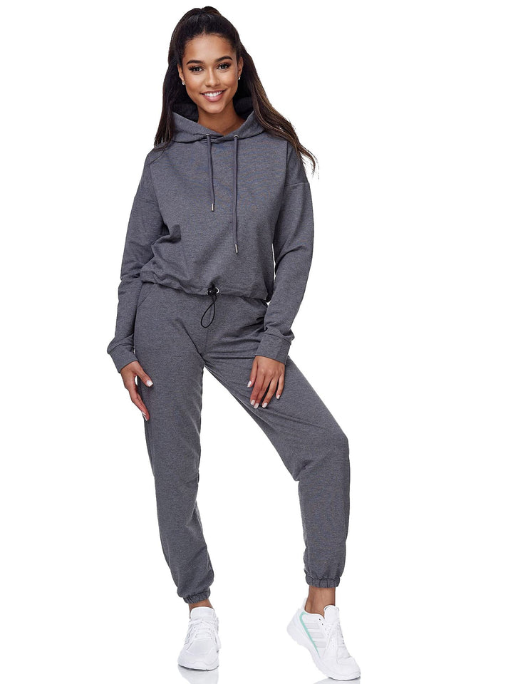 Tazzio Damen Jogginganzug Trainingsanzug Sport Freizeit Hoodie & Jogginghose F200, Anthrazit