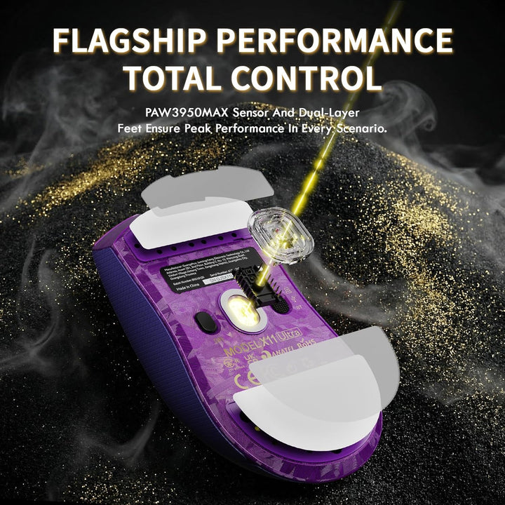 ATTACK SHARK X11 Ultra Kabellose Gaming-Maus mit C06 Ultra LED-Kabel, Carbonfaser-Verbundgehäuse, 54