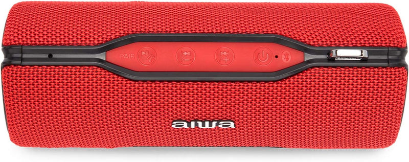 AIWA BST-500RD: Stereo-Bluetooth-Lautsprecher, TWS, tragbar, rot, geeignet für Android oder iPhone