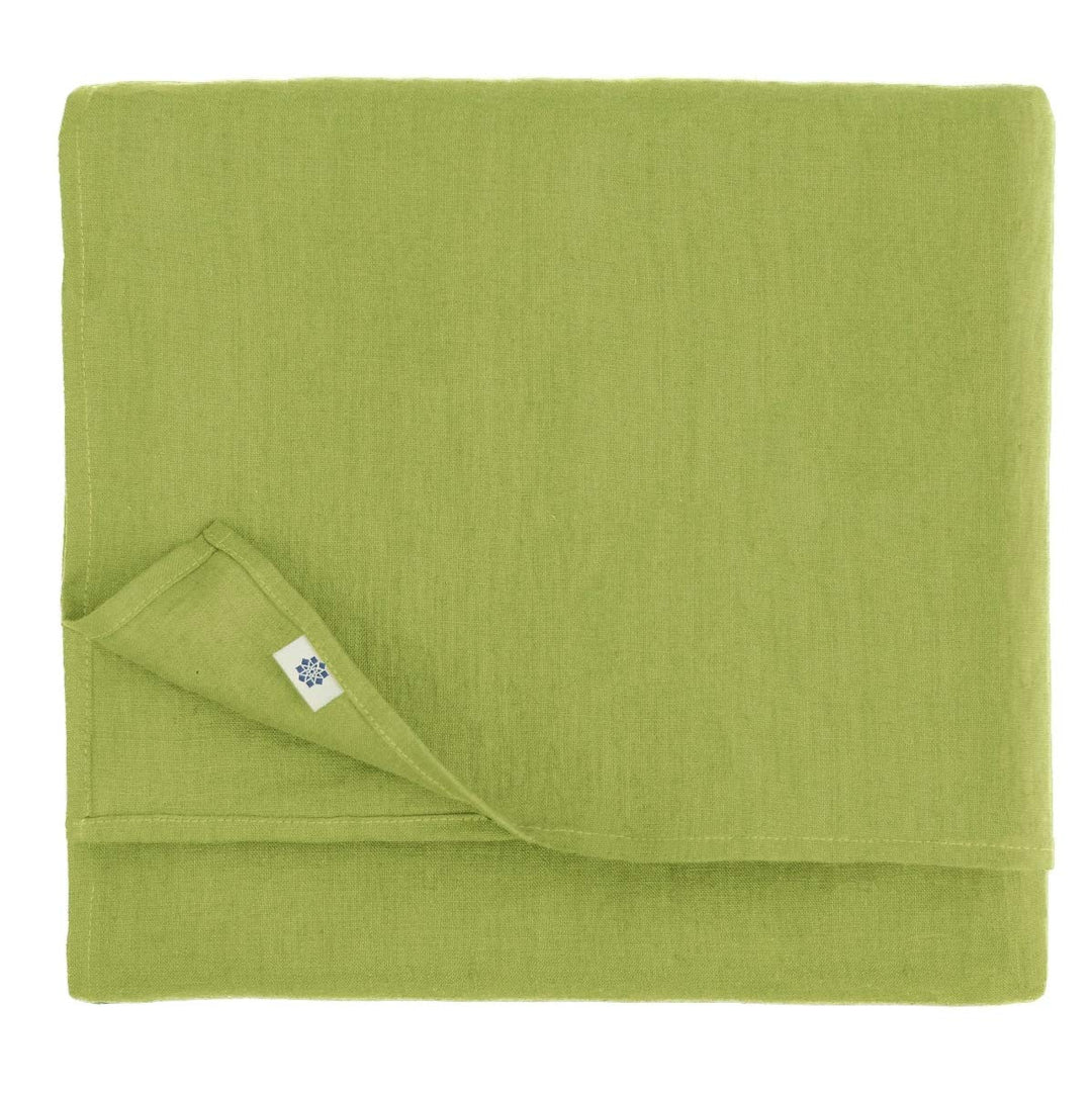Linen &amp; Cotton Tischdecke Hygge, 100% Leinen - Grün, 80 x 80 cm | Mitteldecke Klein Quadratisch, Tis