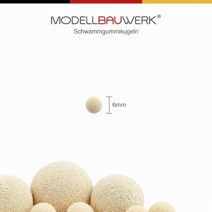 Modellbauwerk® Vielseitigkeit pur!- Schwammgummikugeln 6mm hell/Creme,100St. kreiere realistische un