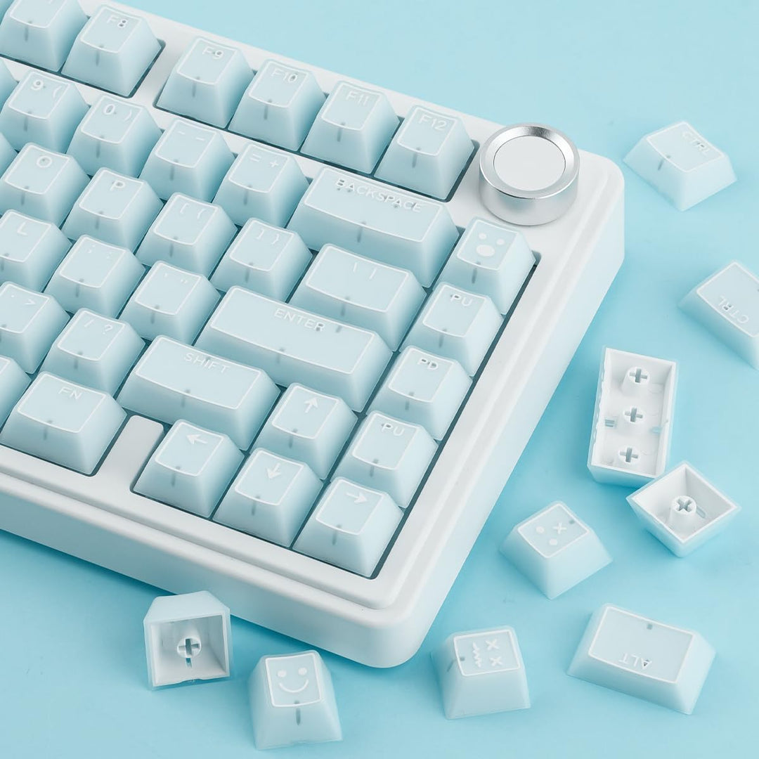 Sunzit Blau Jade Keycaps, Double Shot PBT&PC Tastatur Jelly Keycaps 142 Tasten Cherry Profile Keycap