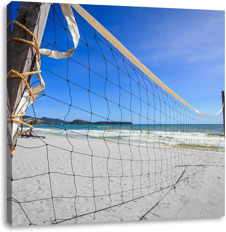 Pixxprint Grosses Volleyballnetz schwarz/weiss, Format: 70x70 als Leinwandbild, 70x70