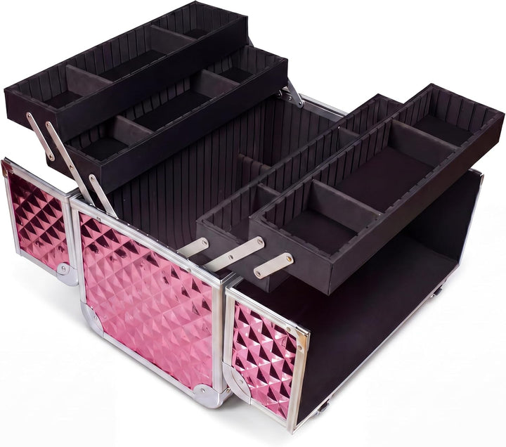 N&BF Kosmetikkoffer Gross Rosé Diamond | Abschliessbarer Schminkkoffer & Beautycase aus Aluminium |