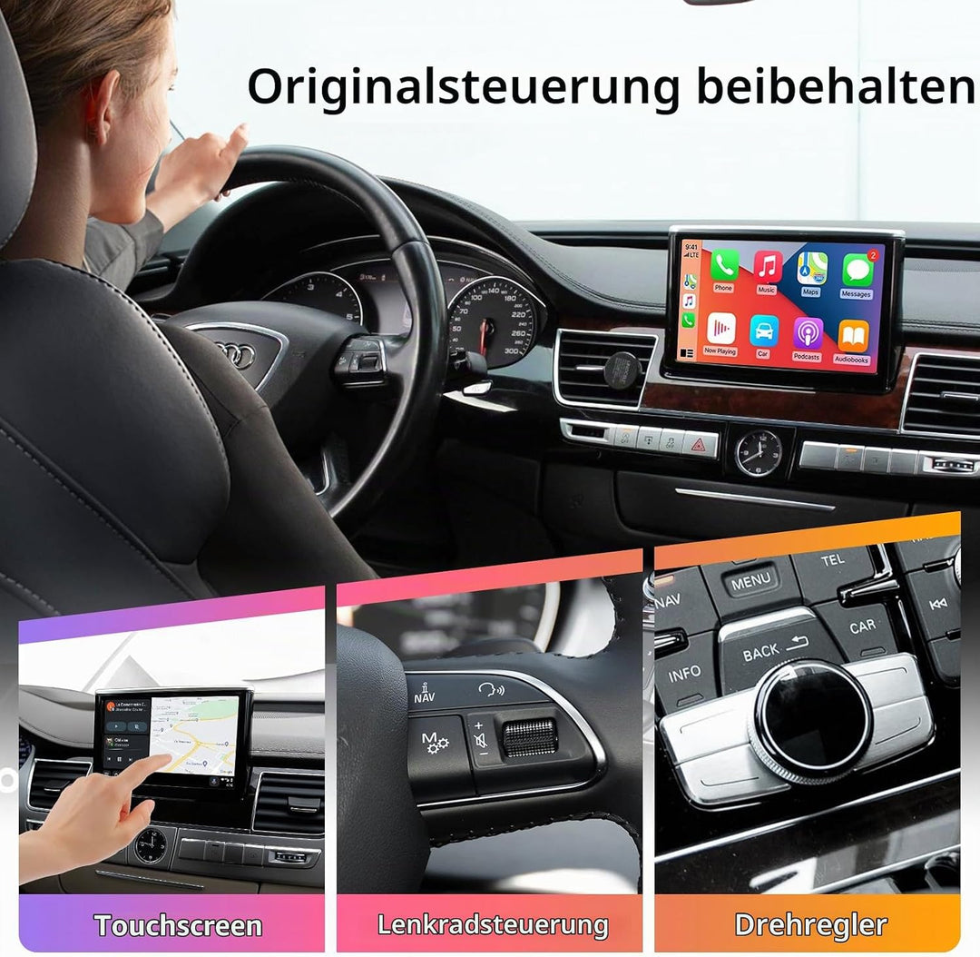 Ezonetronics Wireless CarPlay &amp; Android Auto Retrofit Kit Decoder für Audi A8 2010-2017 mit MMI 3G S