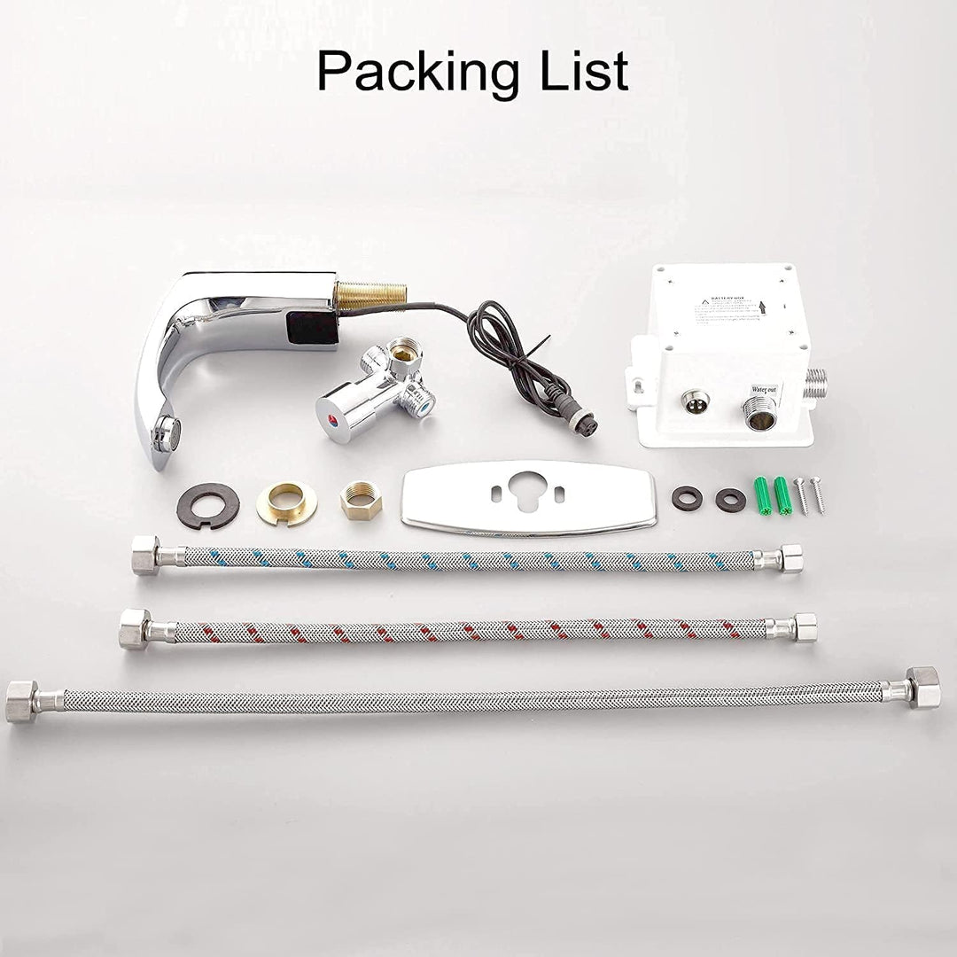 Fyeer Wasserhahn ohne Kontakt, aus Messing, mit automatischem Sensor, für Waschbecken im Badezimmer,