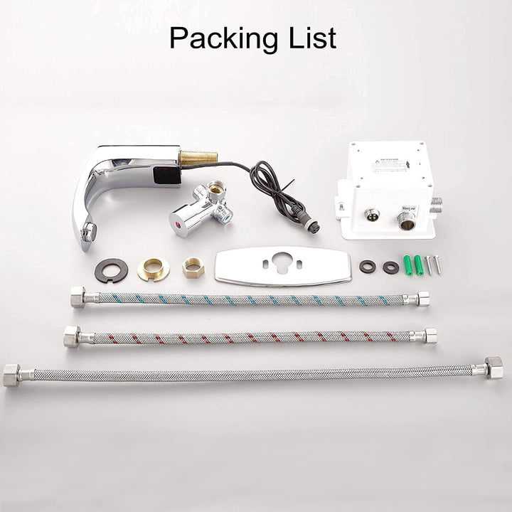 Fyeer Wasserhahn ohne Kontakt, aus Messing, mit automatischem Sensor, für Waschbecken im Badezimmer,