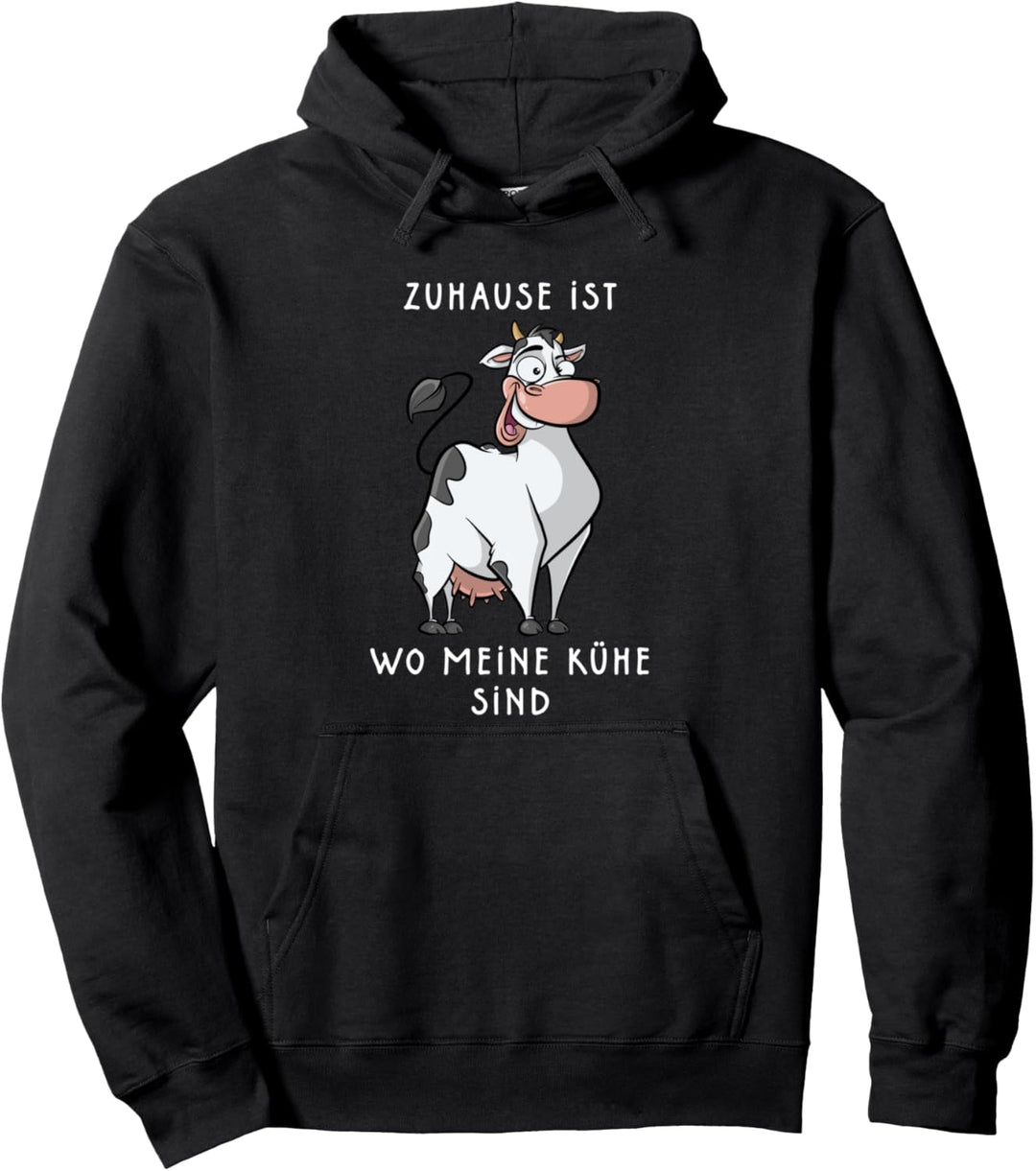 Zuhause ist wo meine Kühe sind Bauern Landwirte lustige Kuh Pullover Hoodie