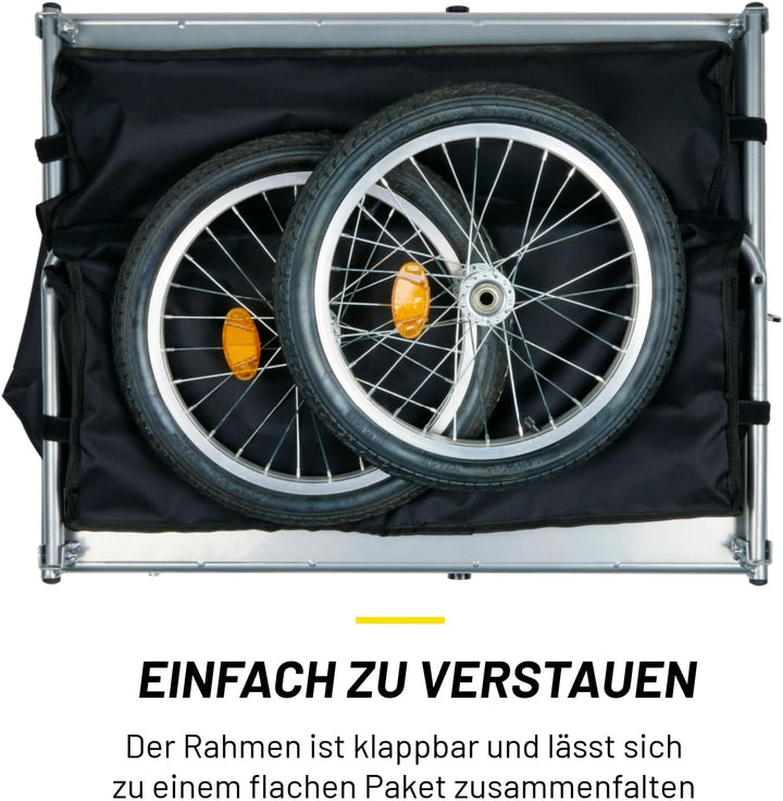DUNLOP Fahrradanhänger – Lastenanhänger mit Reflektoren und verstellbarem Regenschutz – Gelb