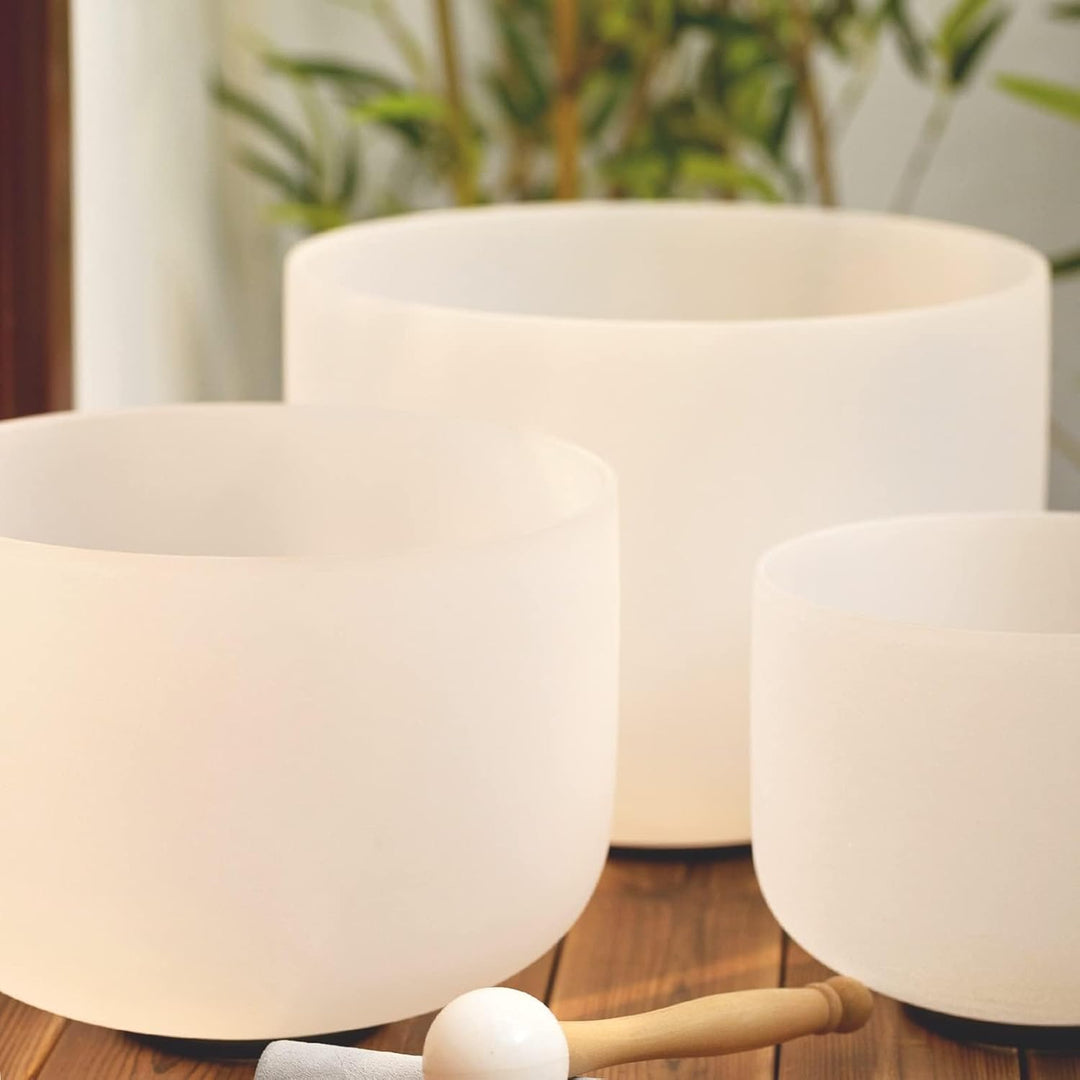 Hye-eun Kristall-Klangschalen-Set 432hz 3 stück 8"B 10"F 12"C klangschale aus quarzkristall für Klan