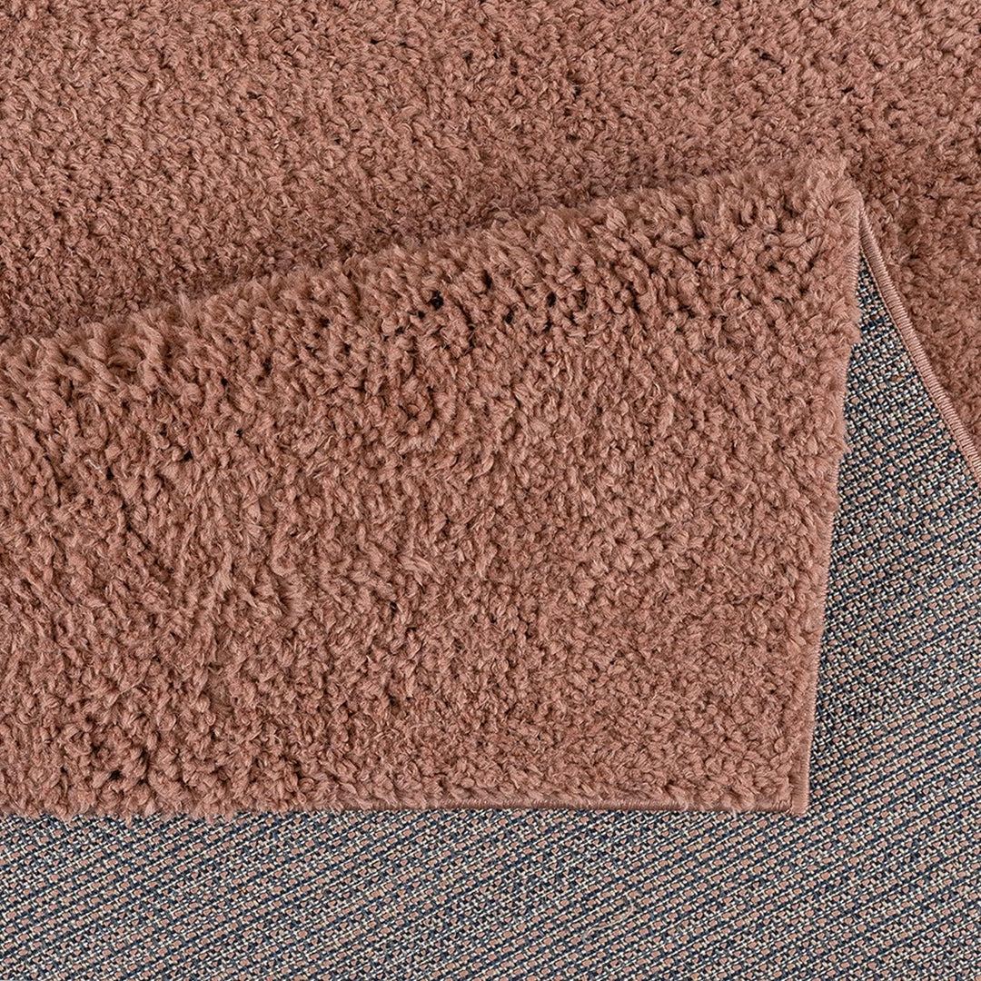 carpet city Polyester Shaggy Teppich Hochflor Wohnzimmer - 150x150 cm Quadratisch - Einfarbig Rosé -