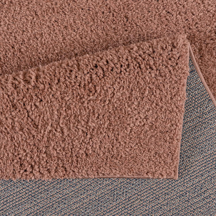 carpet city Polyester Shaggy Teppich Hochflor Wohnzimmer - 150x150 cm Quadratisch - Einfarbig Rosé -