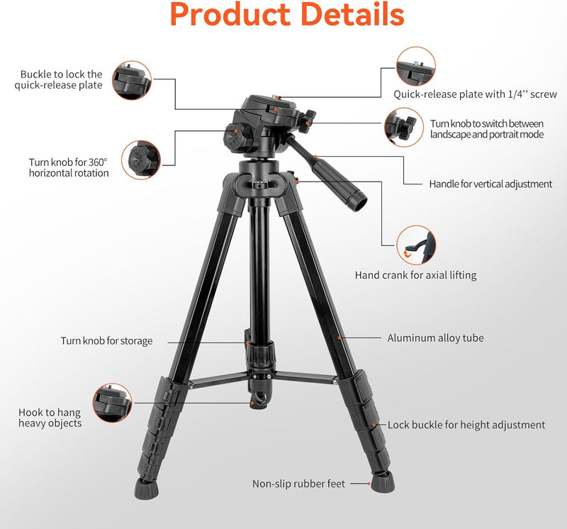 Nuroum Webcam Stativ, 45-130cm Verstellbare Höhe, Leichter Rutschfester Ständer für C40/C46/V21-AF/V