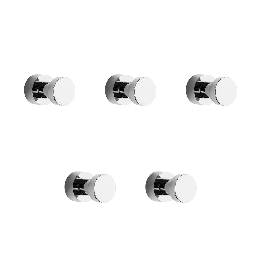 BVL Chrom Handtuchhaken, 5 Stück Rostfreies Metall Wandhaken, Self Adhesive or Wall Mountable Kleide