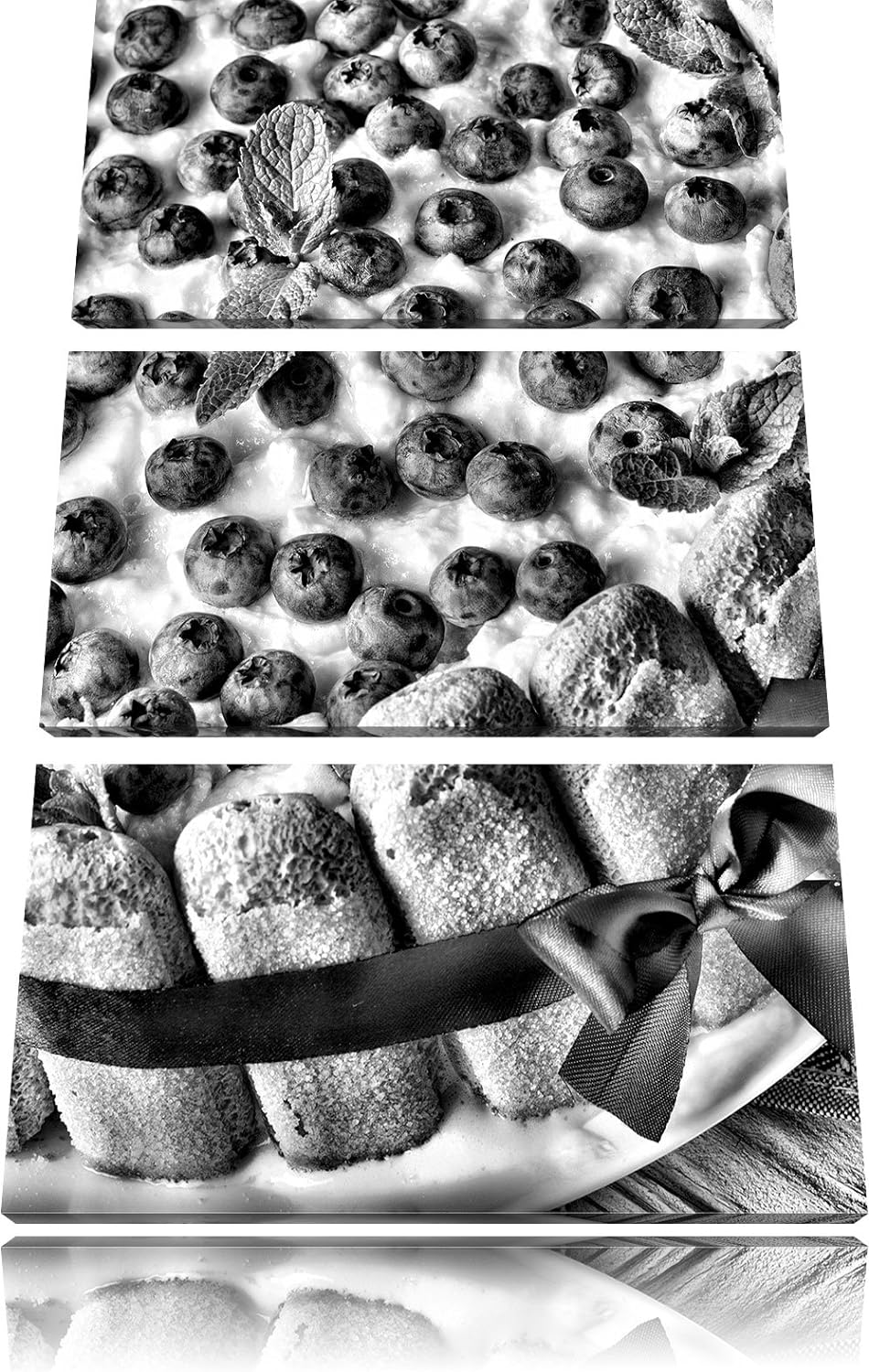 Pixxprint Obsttorte Blaubeeren als Leinwandbild/Grösse: 3 Teilig (120x80) cm/Wandbild/Kunstdruck/fer