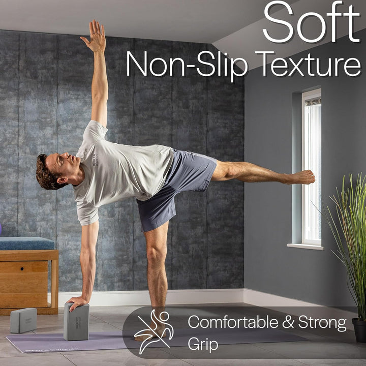Core Balance Yoga Blocks im Doppelpack &amp; GRATIS Yoga-Gurt, 2 STK. Eva Schaumstoff-Blöcke, robust &amp; l
