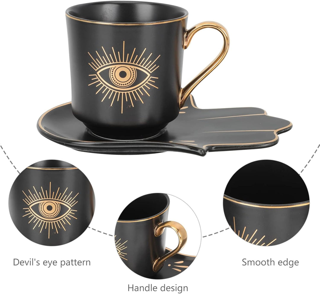 Cabilock Keramiktasse Teetasse Evil Eye Kaffeetasse Set Espresso Tasse Kaffeetasse Türkische Amulett