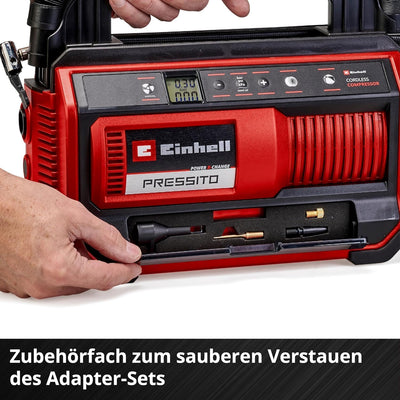 Einhell Akku-Kompressor PRESSITO 18/25 Power X-Change (18 V, max. 11 bar, inkl. 3-tlg. Adapter-Set,