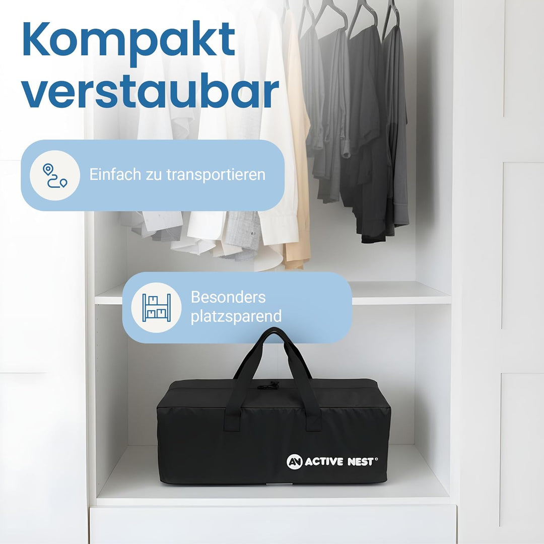 Reisebett Baby mit Matratze &amp; Rucksack – Liegefläche 96×60 cm (0–3 J.) – Aufbau in 15 Sek. – 6 kg le