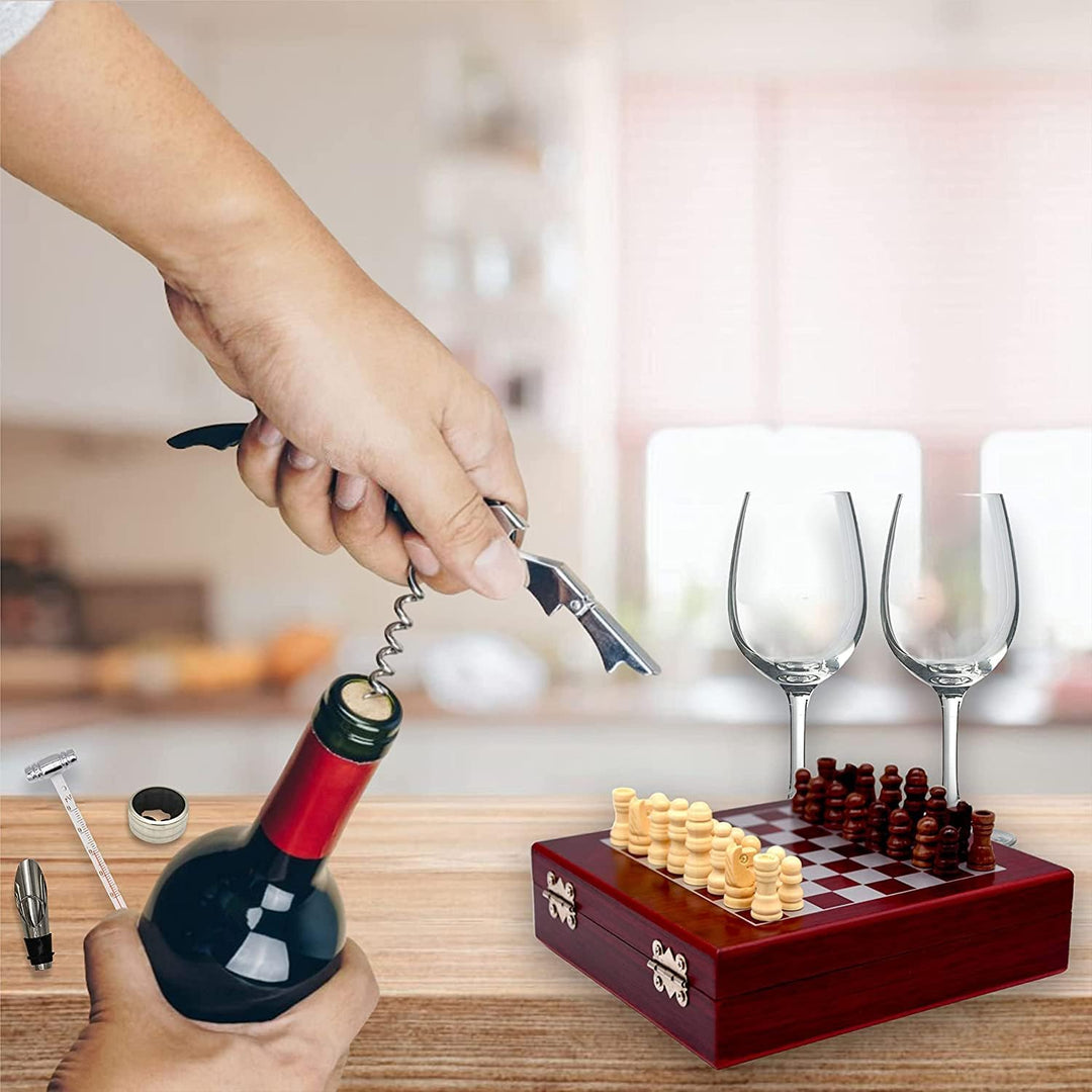 Humpti Originelle Geschenke für Herren, Geschenk-Set für Herren – Zubehör für Wein und Schach, Weinö