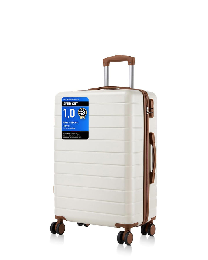 Koffer Mittelgross L 66cm, Leichter ABS+PC Reisekoffer für Flugzeug, Ryanair Trolley mit 4 Rollen, H