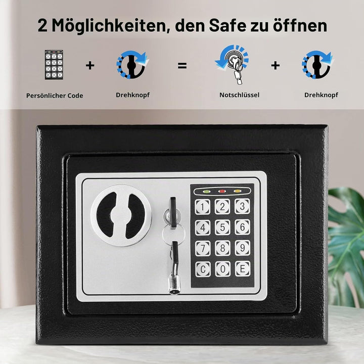 Himimi® Feuerfest Tresor, Wasserdichter Klein Elektronischer Safe, 2 x Dringend Schlüssel &amp; Befestig