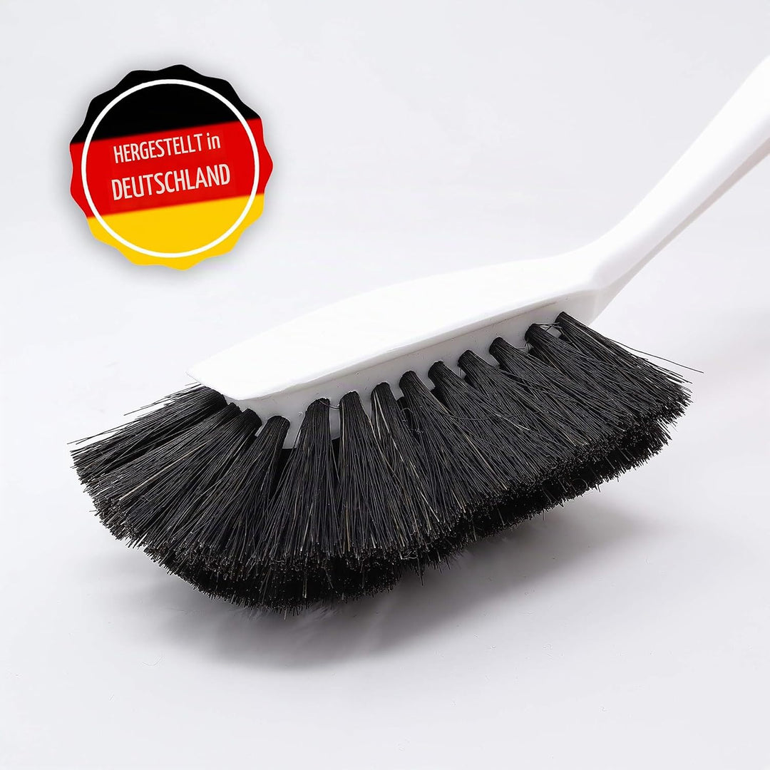 gws Spülbürste Langkopfbürste 4 Bürsten weiss - Küchenbürste mit Schabkante - Besatz Rosshaar Weiss
