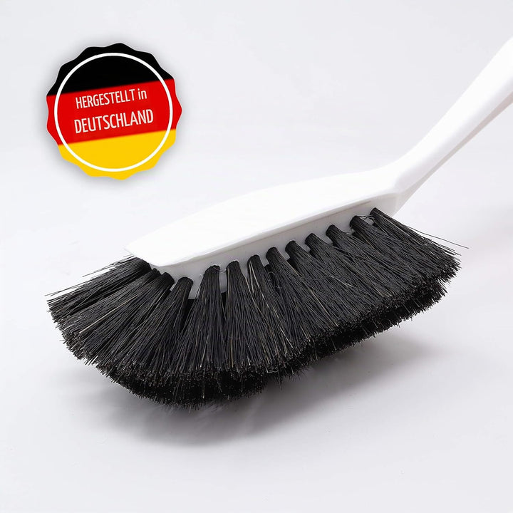 gws Spülbürste Langkopfbürste 4 Bürsten weiss - Küchenbürste mit Schabkante - Besatz Rosshaar Weiss