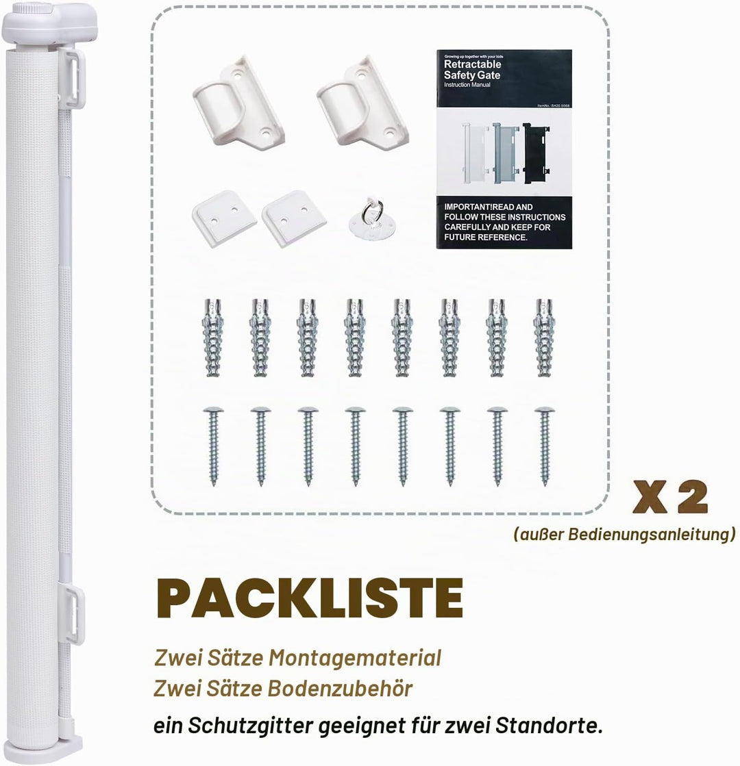 HollyHOME Treppenschutzgitter Ausziehbar 0-300cm,Türschutzgitter Extra Breit, Einhandbedienung, Sich