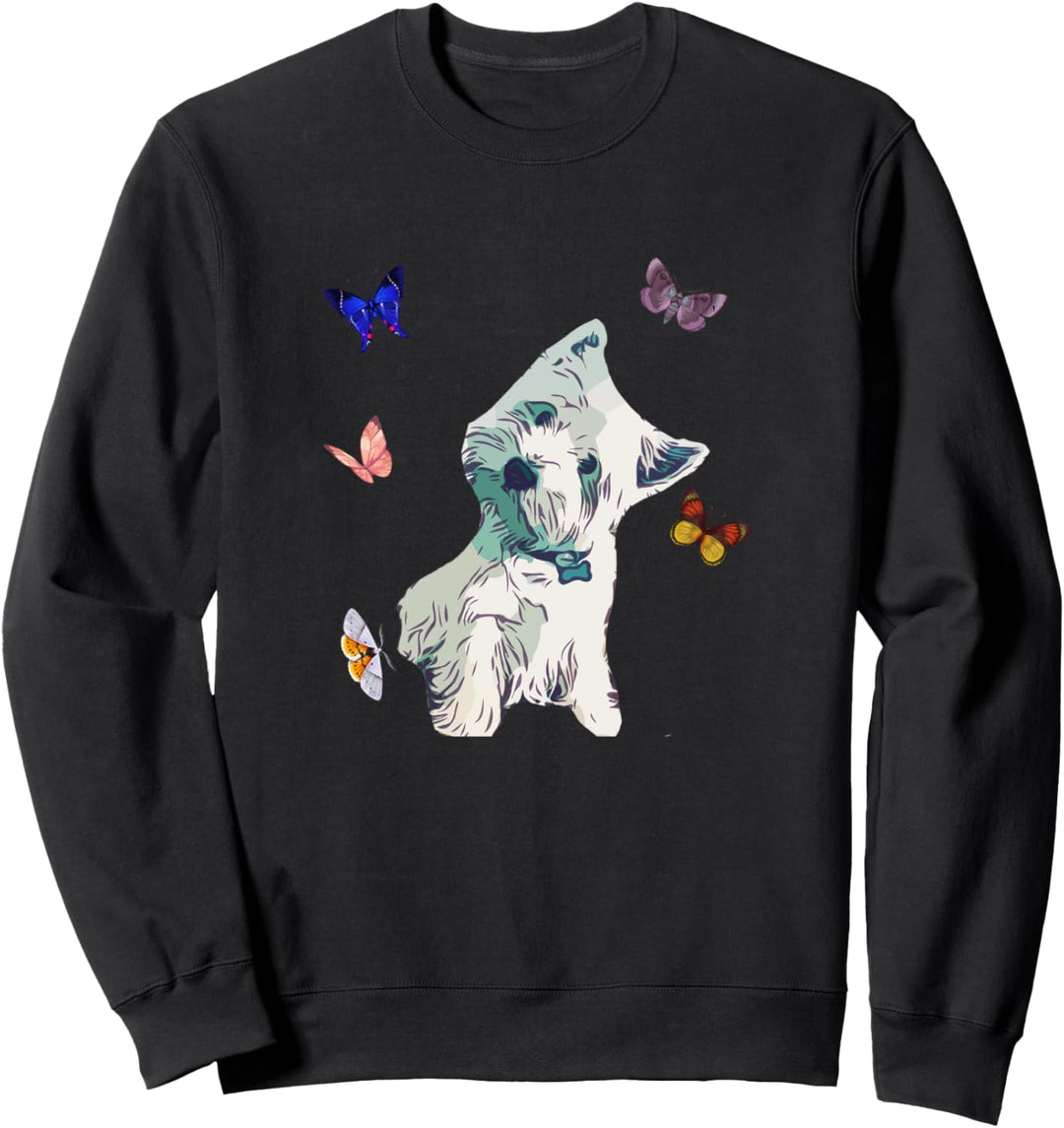 West Highland White Terrier mit Schmetterlingen Entwurf Sweatshirt