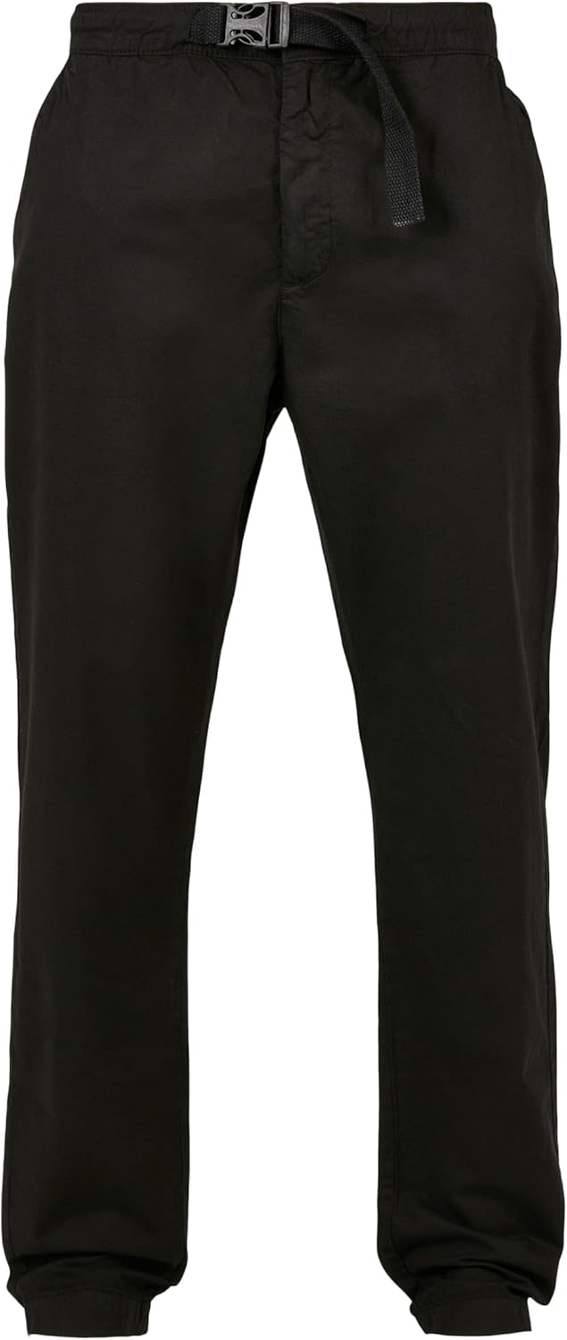 Urban Classics Herren Straight Leg Chino with Belt 30 Schwarz, 30 Schwarz