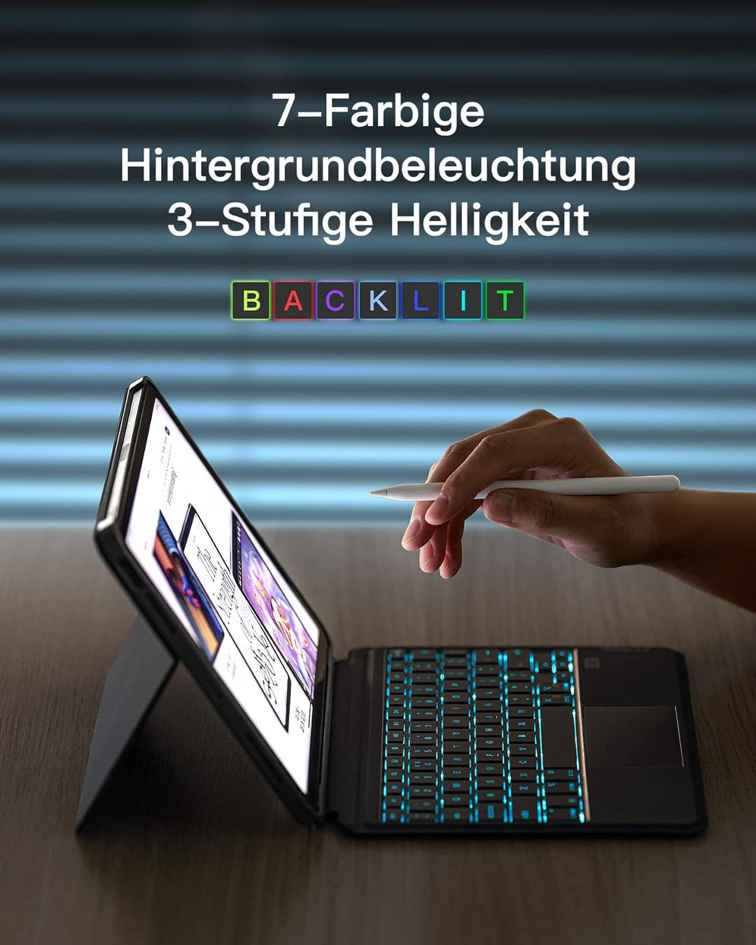 Inateck Tastatur Hülle Kompatibel mit iPad Air 5/4,iPad Pro 11 Zoll 4/3/2/1,Hoch-/Querformat Ständer