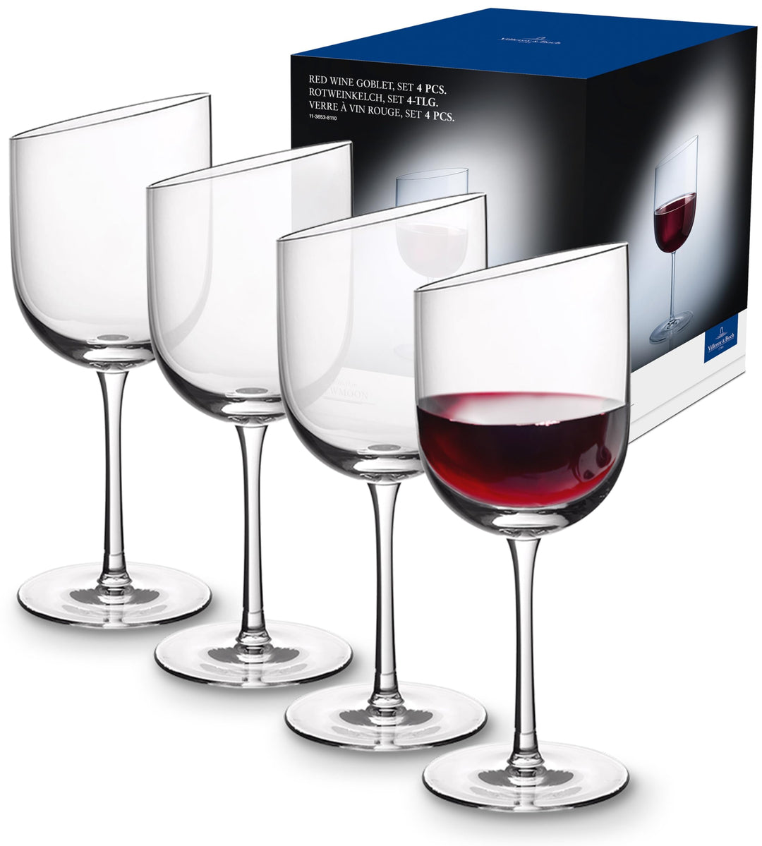 Villeroy &amp; Boch NewMoon Rotweinkelch Set, 4tlg, Elegante, 405 ml randvoll gemessen, Moderne Rotweing