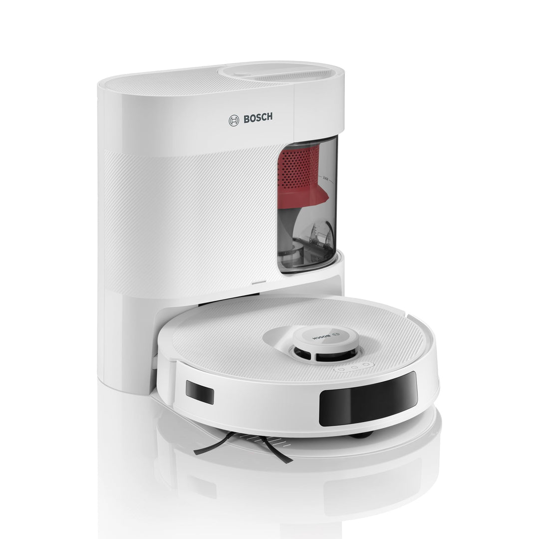 Bosch Spotless + BCRD1W Saugroboter mit Wischfunktion, 11.000 Pa Saugkraft, Wischpad, Trocken-Servic