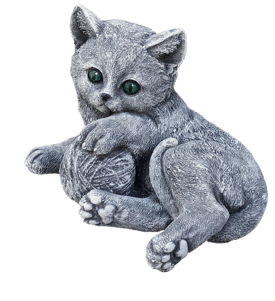 stoneandstyle Steinfigur Katze Tiffy mit Ball, massiver Steinguss, Frost- und wetterfest bis -30°C