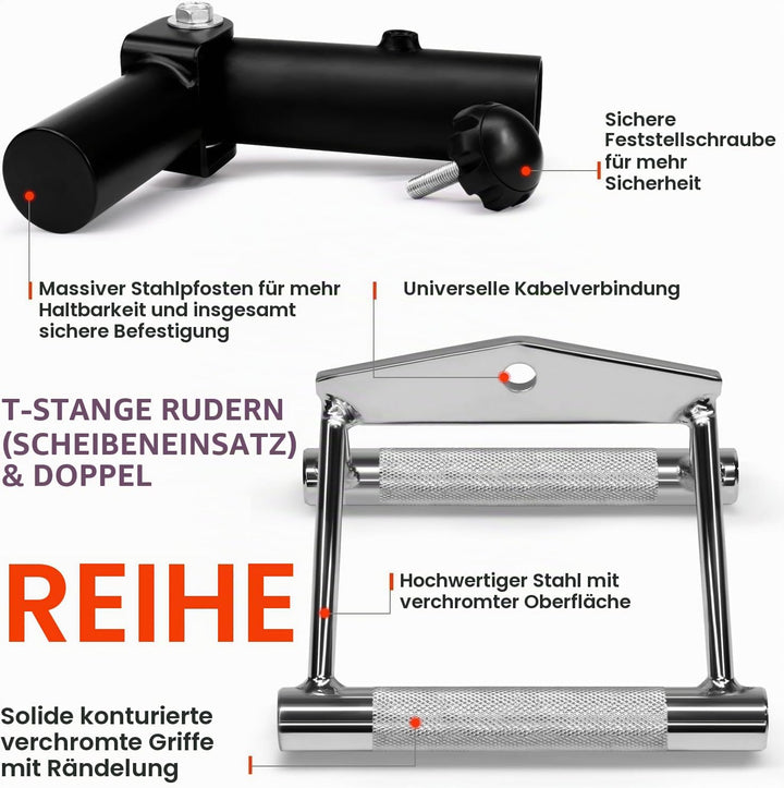 Yes4All Deluxe T-Bar Row Plattform - 360° schwenkbar - Passend für 1" Standard und 2" Olympiastangen
