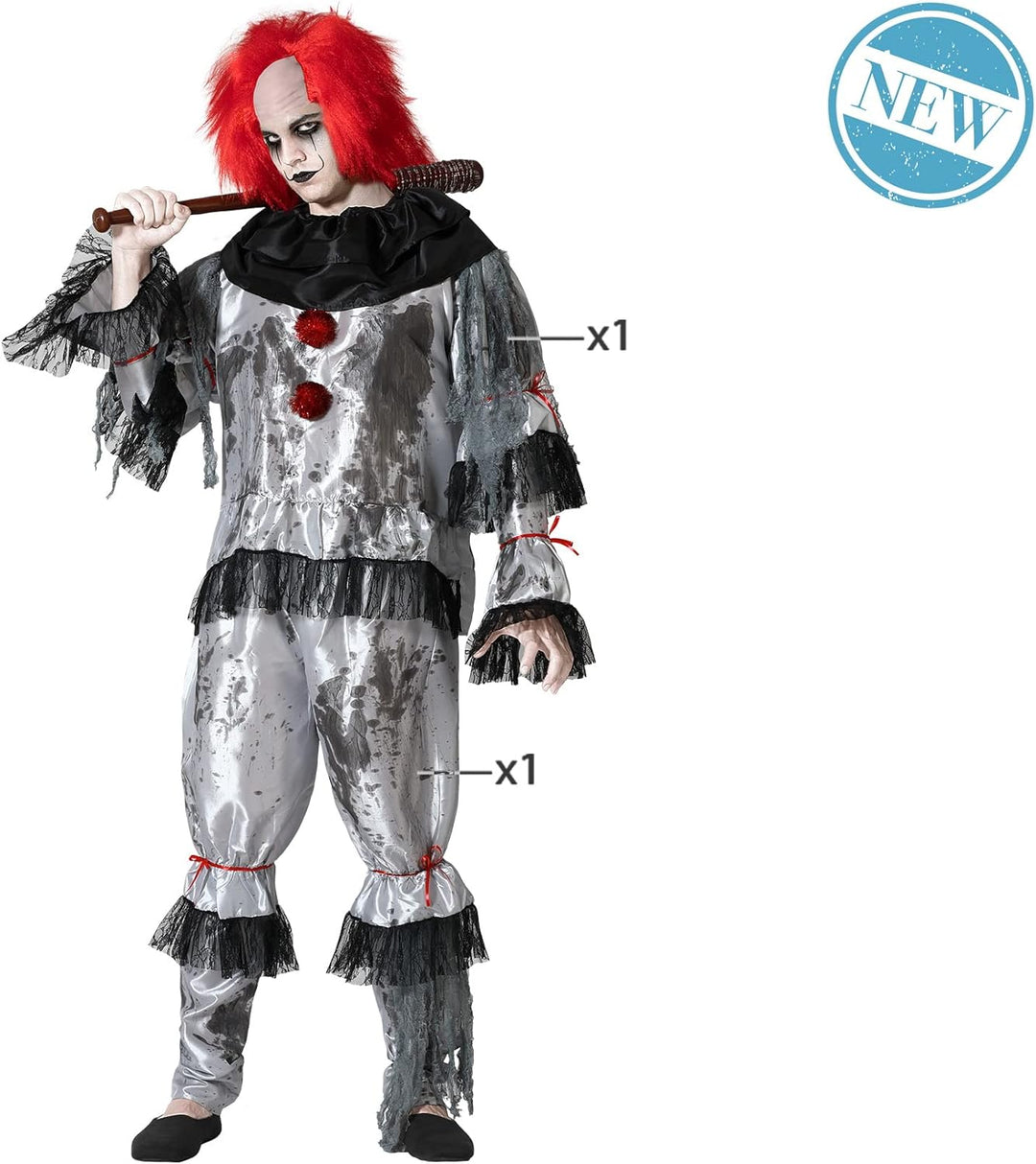 Atosa Clown-Kostüm für Herren, Grau XL Grau, XL Grau