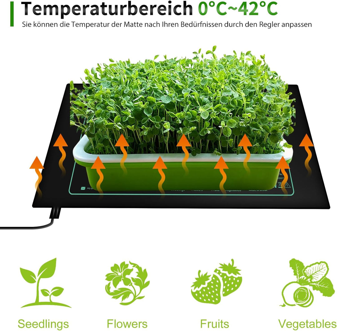 Heizmatte Wärmematte Pflanzen mit Thermostat, Mini Indoor Gewächshaus Heizkissen 25 x 52.5cm, Zimmer