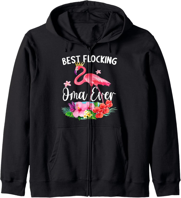 Lustige Beste Beflockung Oma Ever Flamingo-Fan Kapuzenjacke