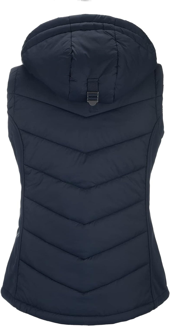 Dry Fashion Damen Weste Malente - Steppweste Damen Outdoor Weste mit Kapuze Übergangsweste gesteppt