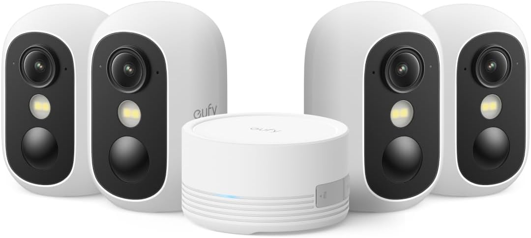 eufy Security eufyCam C35 4-Kamera-Set – Kabellose Überwachungskamera aussen & innen, magnetische Ha