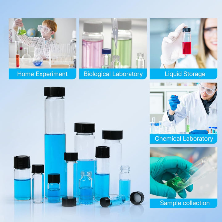 ALWSCI 100 Stück Glasfläschchen 12ml Probe Klarglas Fläschchen mit Schraubverschluss, Probenahme Gla