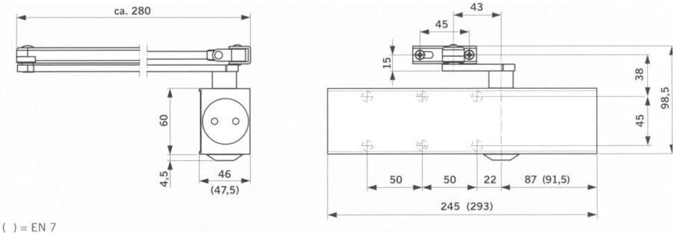 Basi 1730-0203 Dorma TS 83 - Türschliesser ohne Standardgestänge für Feuer- und Rachschutztüren Grös