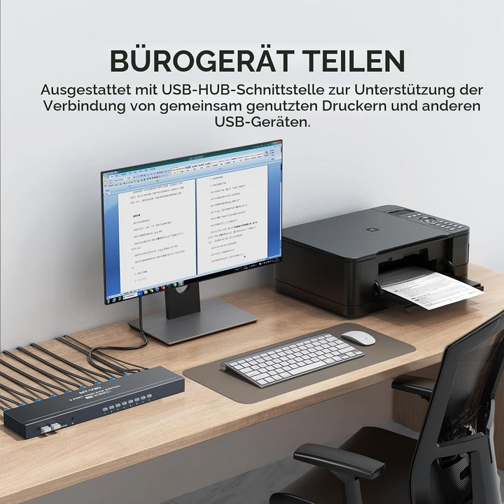 MT-VIKI KVM Switch HDMI 8 Port HDMI Konsole 8 in 1 Out mit IR Fernbedienung 8xKVM Kabel Desktop Sele