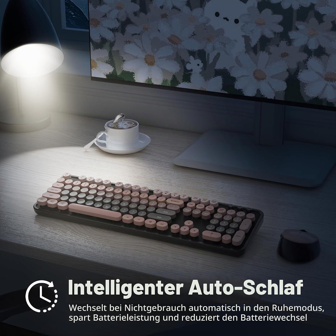 Kabellose Tastatur und Maus, 104 Schreibmaschinentastatur in Voller Grösse mit Nummernblock, 2.4 GHz