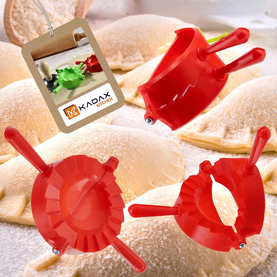 KADAX Teigtaschenformer, Rote/Grüne Form für Teigtaschen und Ravioli, Pierogi-Maker, Knödel Ausstech