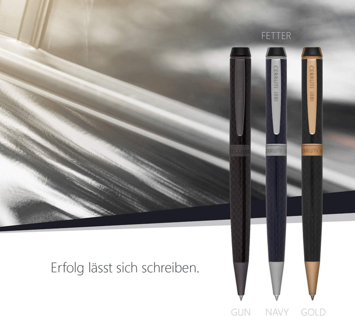 Cerruti 1881 Kugelschreiber „Fetter“ | Schreibstift aus Karbonfaser mit roségoldenen Beschlägen | Bl