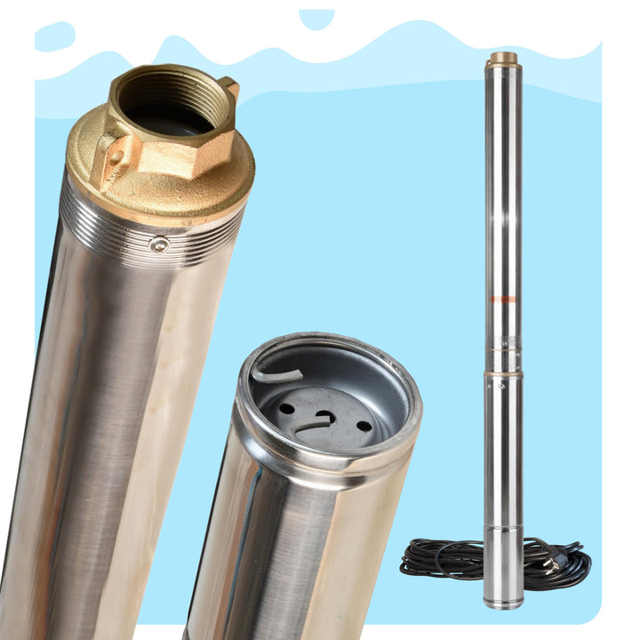 Tiefbrunnenpumpe Wasserpumpe 3" 2/17 (550W 4200l/h max Förderhöhe 67m) - Sandverträglich Edelstahl -